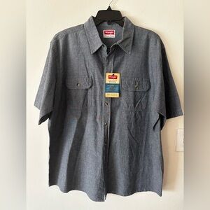 Wrangler Denim Chambray Men’s Short Sleeve Button Down Casual Shirt XL new